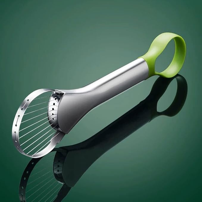 3-in-1 Avocado Slicer Tool, Emptycolor Stainless Steel Avocado Cutter, Pitter & Peeler, Multi-Function Avocado Tool for Slicing, Scooping, and Pit Removal, Kitchen Gadget with Green Plastic Handle