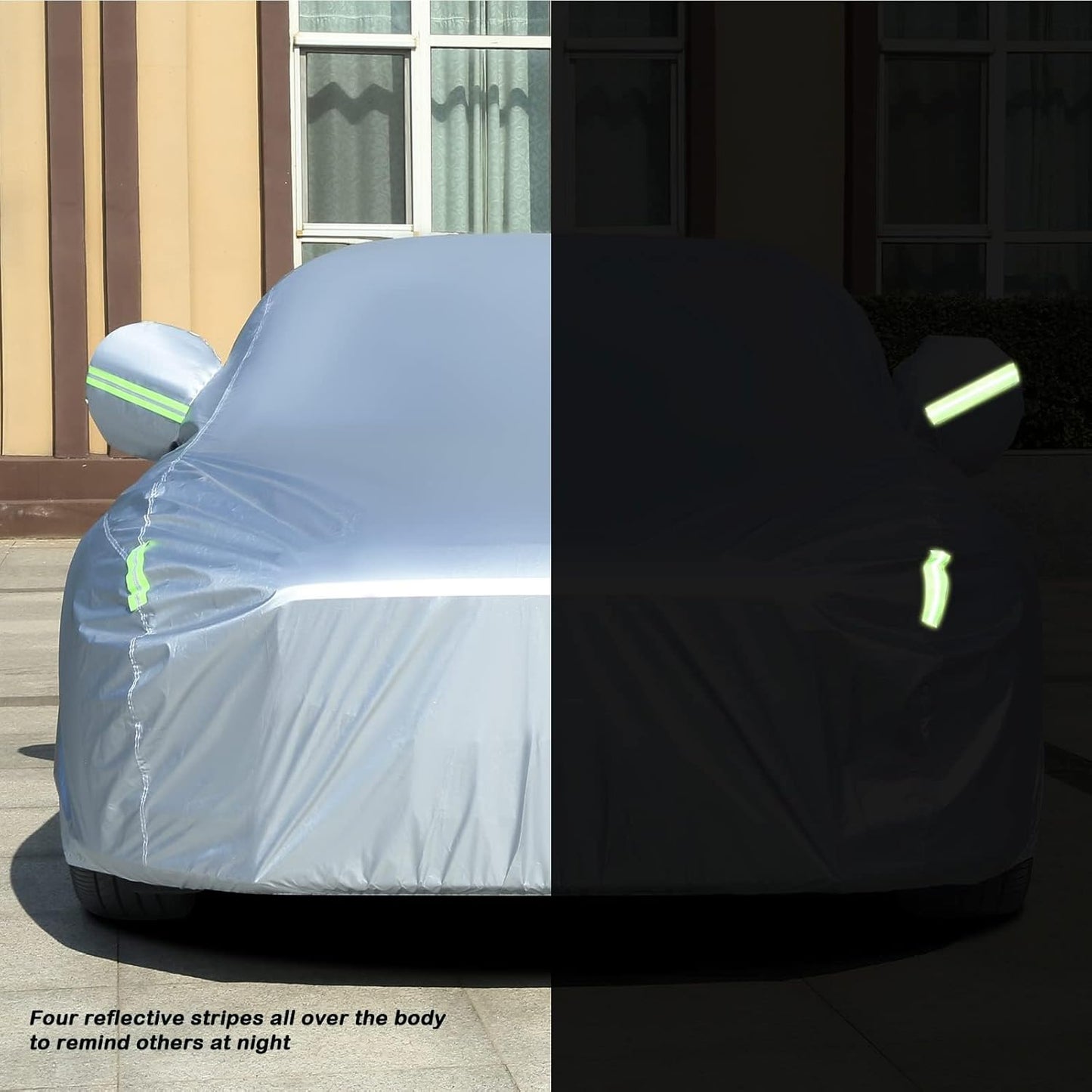 Tecoom Car Cover Waterproof All Weather for Automobiles, Light Shell Waterproof UV-Proof Windproof Design Car Cover with Zipper Storage and Lock for All Weather Indoor Outdoor Fit 191-200 Inches Sedan