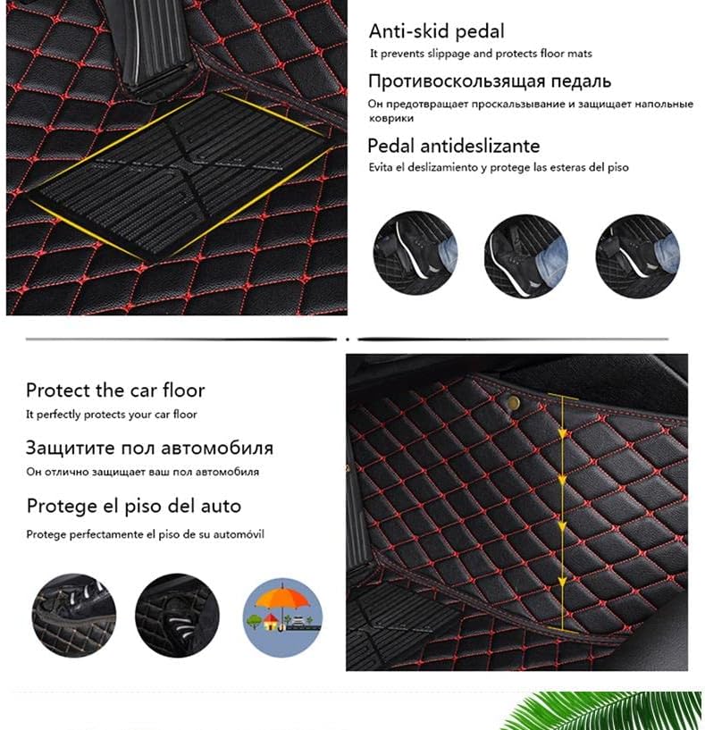 Custom Car Floor Mat Compatible with BMW Mercedes-Benz Toyota Cadillac Lexus Honda Infiniti Nissan Hyundai Kia Audi All Models Cars Sedans SUVs Automotive Mats (All red)
