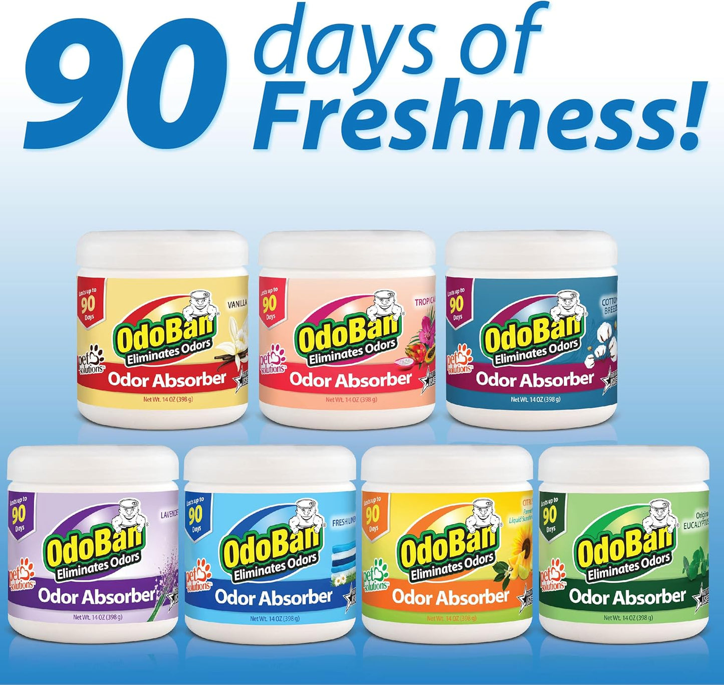 OdoBan Solid Odor Absorber Eliminator for Home and Small Spaces, Citrus Scent, 14 Ounces Each, 6-Pack
