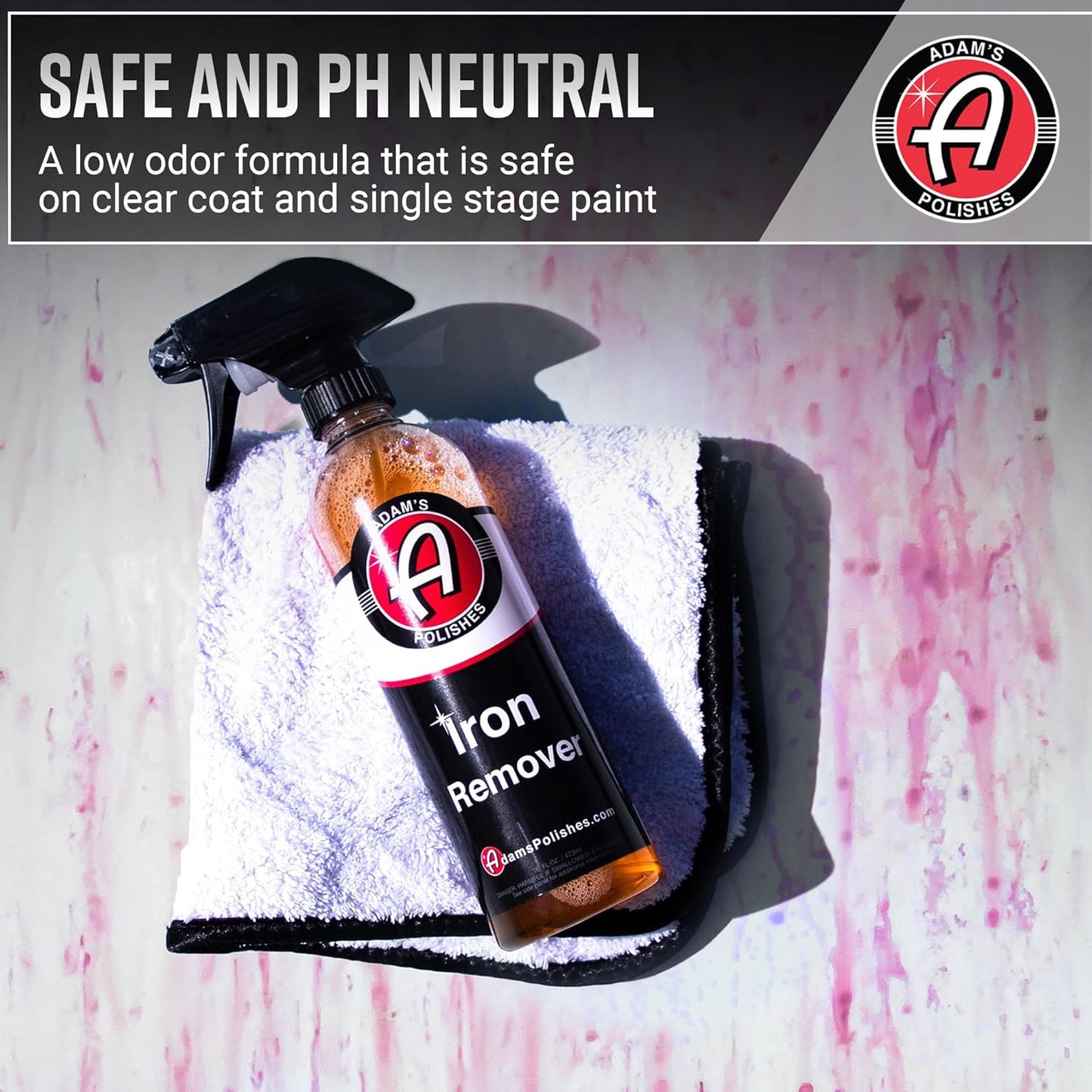 Adam's Iron Remover (16oz) - Iron Out Fallout & Stop Rust Remover Spray for Car Detailing Removes Iron Particles in Auto Paint, Wheels, Motorcycle, RV & Boat - Use Before Clay Bar, Wax or Car Wash