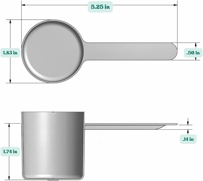 63 mL (63 CC | 2.13 Oz.) Long Handle Scoop for Measuring Coffee, Pet Food, Grains, Protein, Spices and Other Dry Goods (Pack of 5)