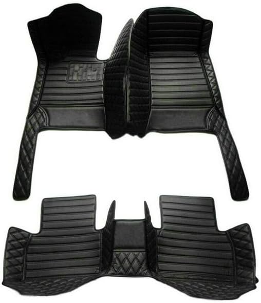 Customized Personalized Car Mats - All Weather Men's and Women's Floor mats Suitable for 99% of vehiclesPads Protection Non-Slip Leather Floor Liners (Black Stitching)