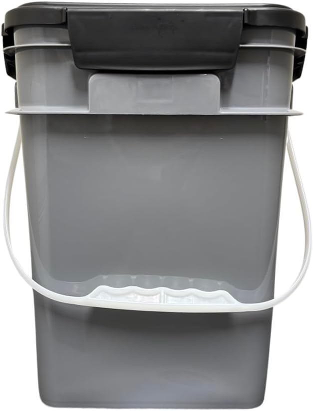 House Naturals 4 Gallon Square Food Grade Bucket Pail with Plastic Handles and Lid (Pack of 3) Made in USA containers (Aqua/Blue/Gray)