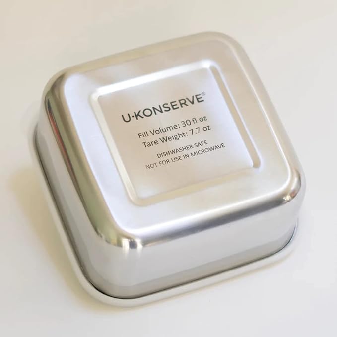 U Konserve Stainless Steel Food Storage Bento Box Container, Leak Proof Silicone Lid Dishwasher Safe - Plastic Free (15oz Teal)