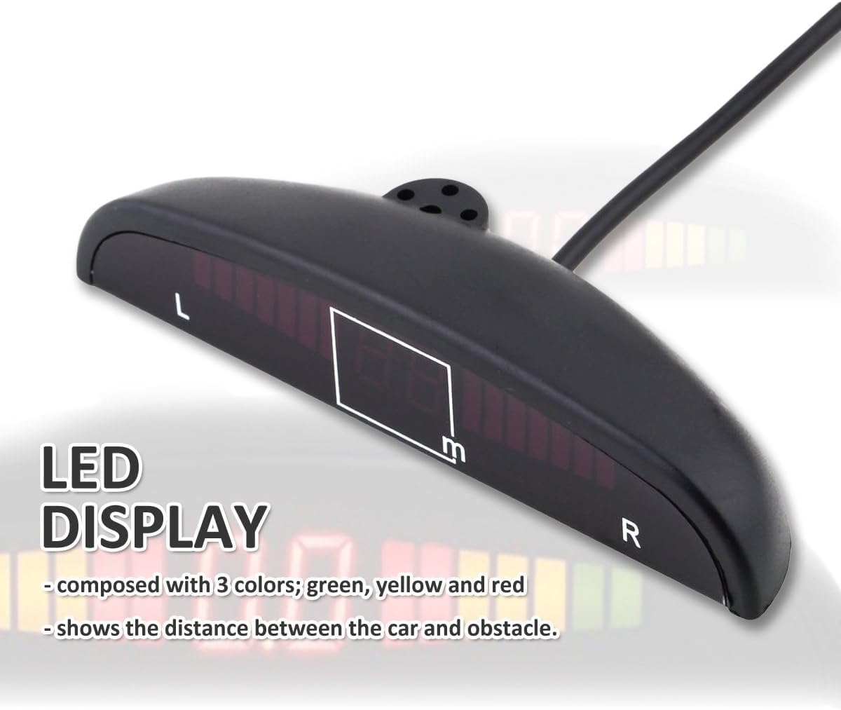ZONETECH Car Reverse Backup Radar System - Premium Quality 4 Parking Sensors Car Reverse Backup Radar System with LED Display (50 Pack)