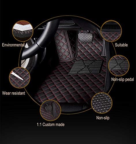 Custom Car Floor Mat Compatible with BMW Mercedes-Benz Toyota Cadillac Lexus Honda Infiniti Nissan Hyundai Kia Audi All Models Cars Sedans SUVs Automotive Mats (Edge White Middle Black White)