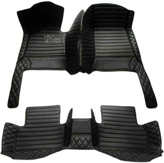 Customized Personalized car Floor mats, All-Weather Luxury car Floor mats, Waterproof and Anti Slip Leather car Floor mat Lining, 95% Customized car, Truck, and SUV Floor mats (Edge Black)
