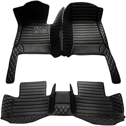 TAHALICustom Colors Car Floor Mats Black Pink for 99.9% Sedan SUV Sports， All-Weather Liners Car Floor mat，Luxury Leather Automotive Floor Mats (Black-,3D Floor Mats)