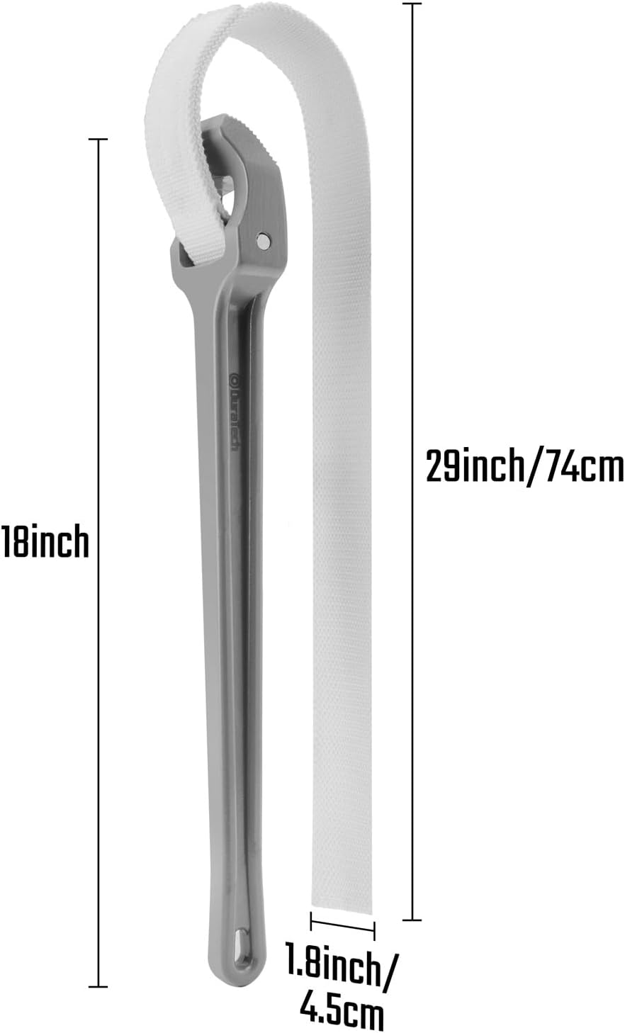 DURATECH Strap Wrench 18" Handle, Adjustable Nylon Strap Pipe Wrenches, Oil Filter Strap Opener Wrench