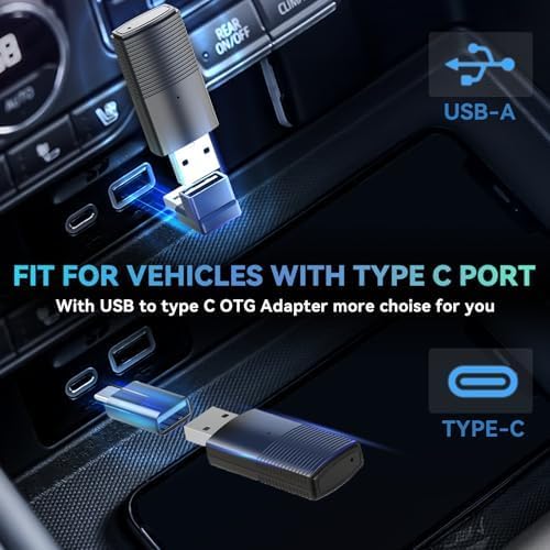 MINIX Wireless CarPlay Adapter for Apple Converts Cars Factory Wired CarPlay to Wireless CarPlay Compatible with iPhone iOS 10+ Slow Latency with USB C