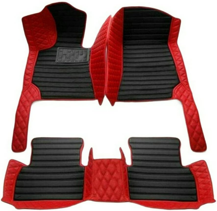 Customized Personalized car Floor mats, All-Weather Luxury car Floor mats, Waterproof and Anti Slip Leather car Floor mat Lining, 95% Customized car, Truck, and SUV Floor mats (Red Diamond)