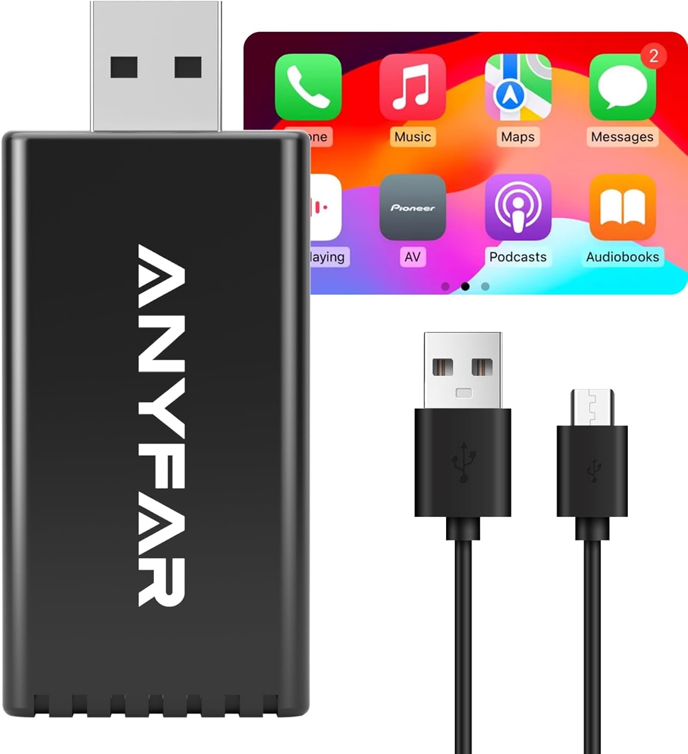 Wireless CarPlay Adapter for iPhone, Dual-core 5G Chip (Upgraded), Auto-Connect in Seconds, 5.8Ghz WiFi No Lag, A4 Car Play Wireless Dongle Fits for Cars with Factory Wired CarPlay Feature
