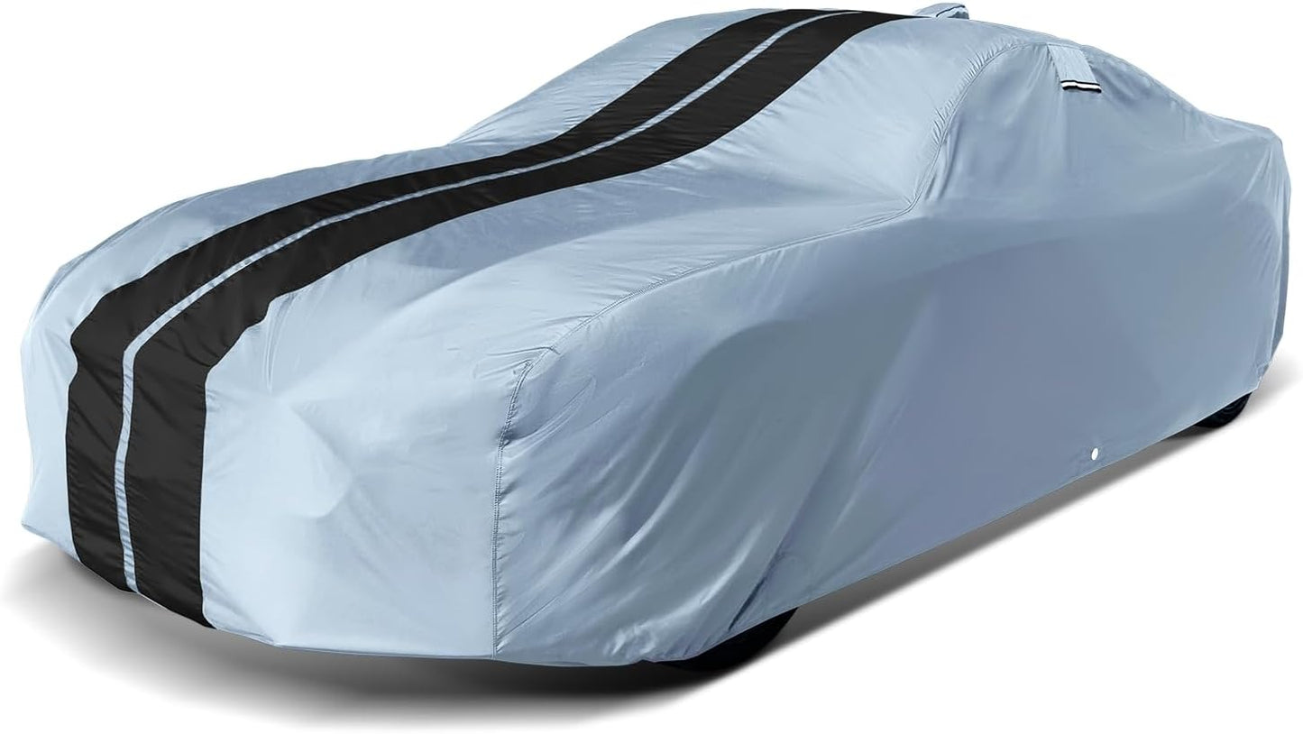 iCarCover Custom Car Cover for Chevy Bel Air (1950-1957) Waterproof All Weather Rain Snow UV Sun Protector Full Exterior Indoor Outdoor Car Cover (Stripe - Black/Gray)
