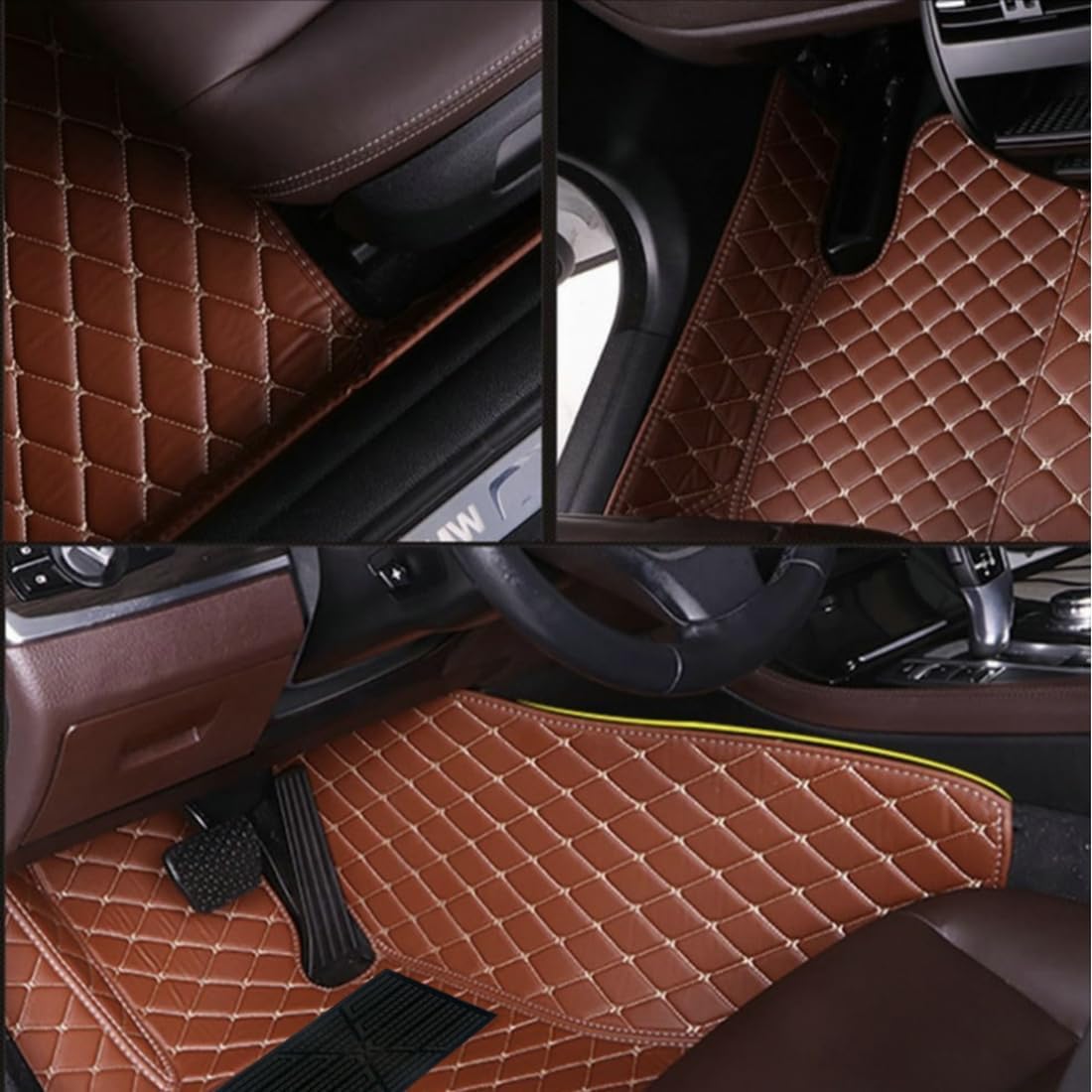 Custom Personalized Floor Mats for Cars，Luxury Full Coverage All Car Floor Mats，Anti-Slip Leather Car Mat Set ，Custom Floor Mats for 99% of Cars, Trucks & SUVs. (Pink)