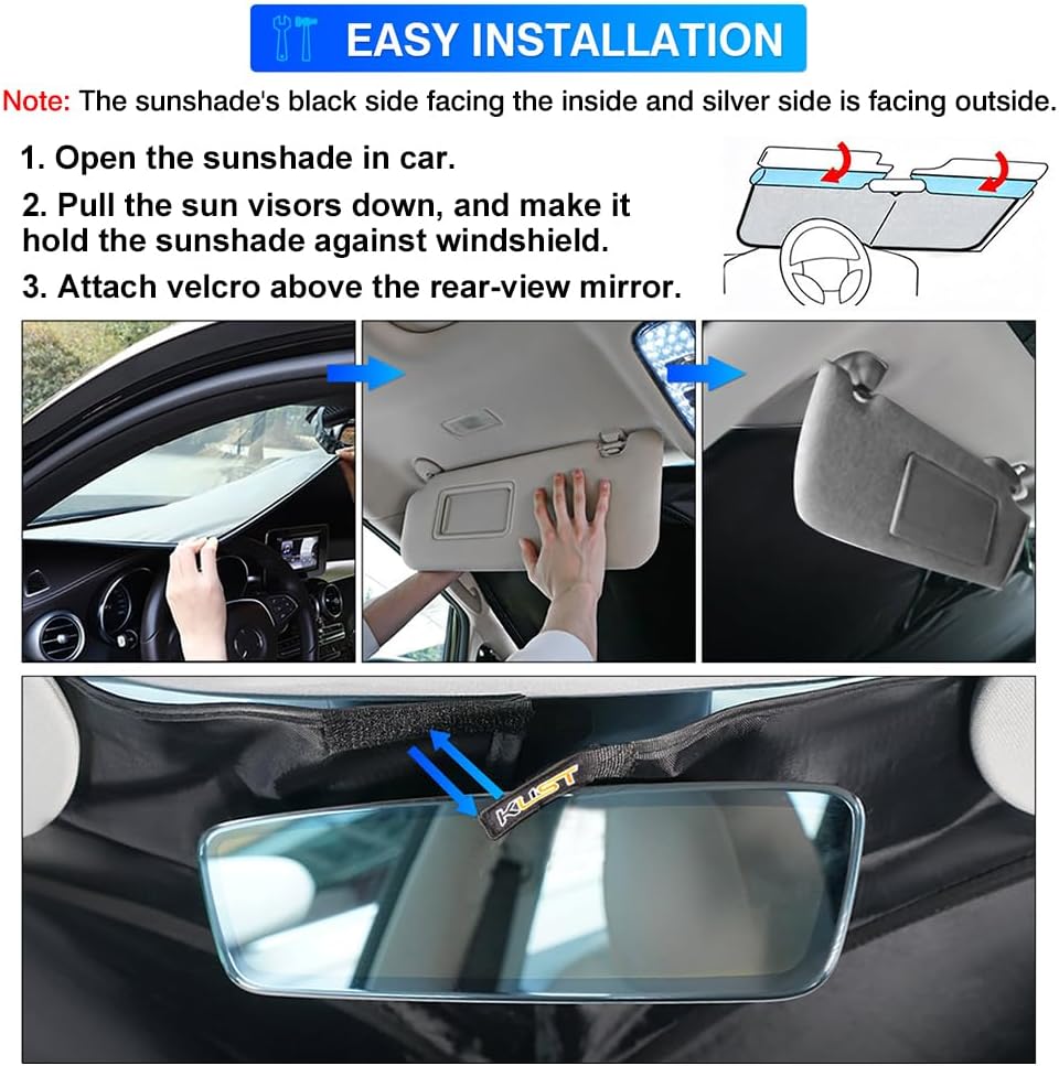 KUST Windshield Sun Shade fit for 2021-2025 Chevrolet Suburban/Chevy Suburban/GMC Yukon XL Accessories, Sun Visor Protector Foldable Blocks UV Rays Keep The Car Cooler
