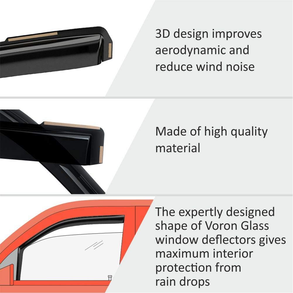 Voron Glass in-Channel Extra Durable Rain Guards for GMC Yukon XL 2015-2020, Window Deflectors, Vent Window Visors, 4 Pieces - 200609