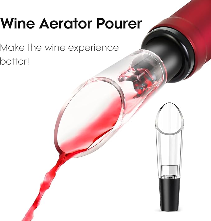 Beneno Multifunctional Wine Bottle Opener Gift Set - Wing Corkscrew, Foil Cutter, Vacuum Stopper & Aerator Pourer, Perfect for Wine Lovers Man Woman, Black Set