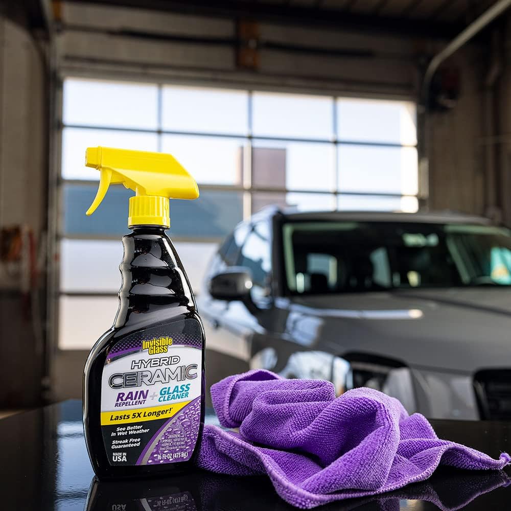 Invisible Glass 92183-3PK Hybrid Ceramic Rain Repellent and Glass Cleaner Cleans and Protects Car Windows and Windshields with Long-Lasting Water-Repellent Si02 Technology, 16 Fl Oz, Pack of 3