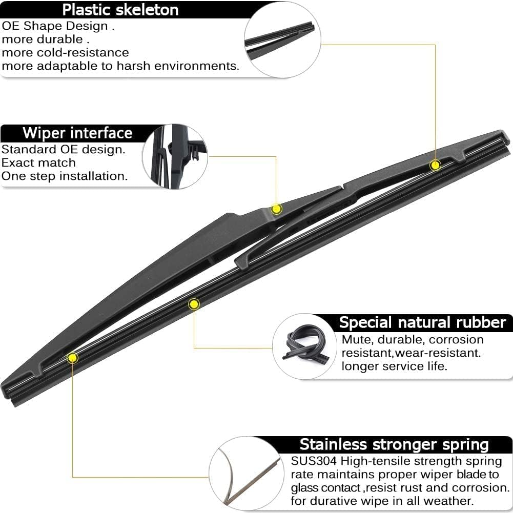 AUTOBOO 26"+20" Windshield Wipers with 12" Rear Wiper Blade Replacement for Toyota Highlander 2019 2018 2017 2016 2015 2014 2013 2012-2008 Lexus GX460 2021-2011-Original Factory Quality (Pack of 3)