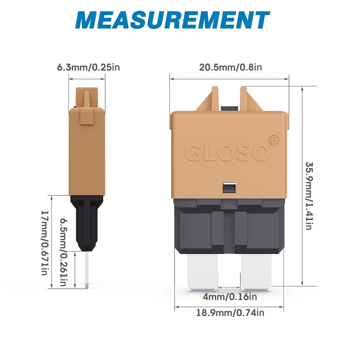 GLOSO Circuit Breaker Fuse E39 (T3) Manual Reset for Car Truck RV Automotive Marine Boat Trolling Motor & Custom Wiring Audio Battery Protection/Low Profile ATC/ATO (25A - 3 Pack)