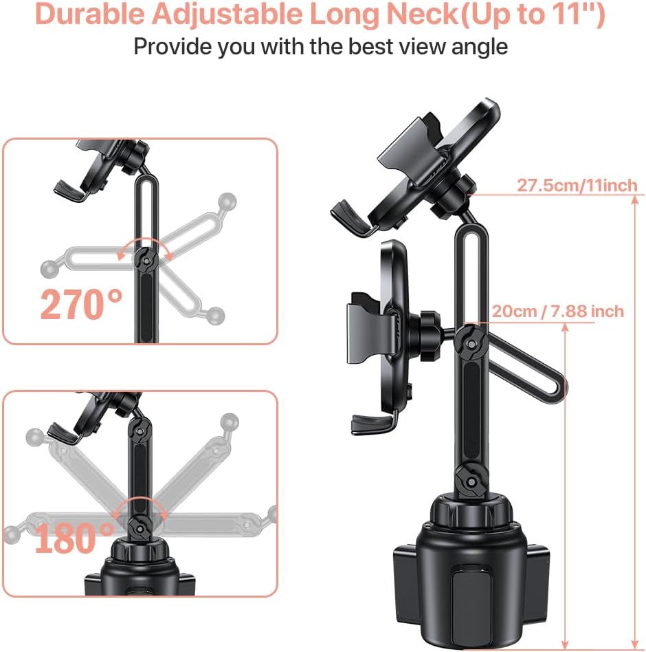 Miracase Universal Cup Phone Holder for Car, [Upgraded Version] Adjustable Long Neck Car Cup Holder Phone Mount Cradle Friendly Compatible with iPhone Samsung Google and All Smartphones, Pink