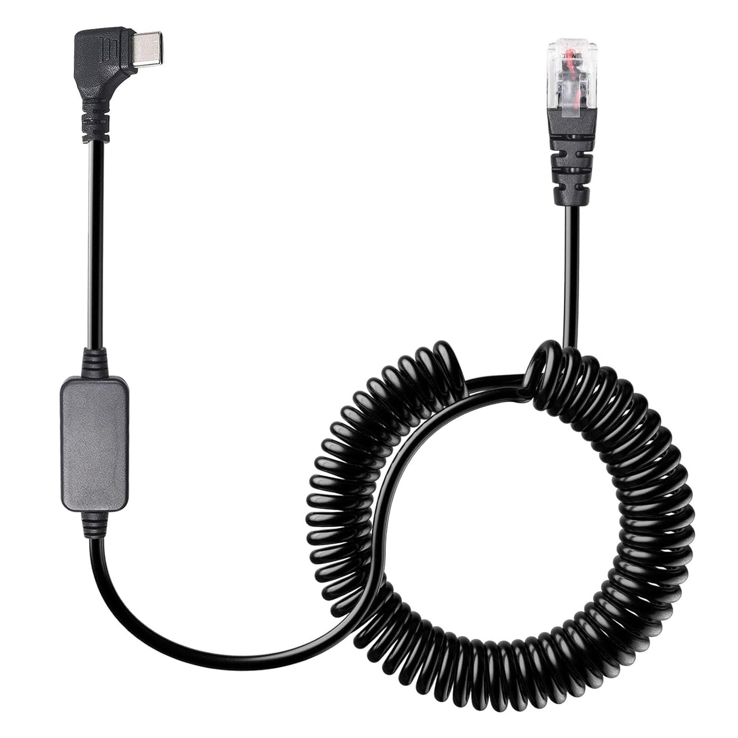 Radar Detector Colied Cord with USB-C to RJ11 Plug Cable 5V-12V Power Cable Compatible with Escort Uniden Radenso XP Beltronics Cobra Whistler 9.8FT Powered for 12V Radar Detectors