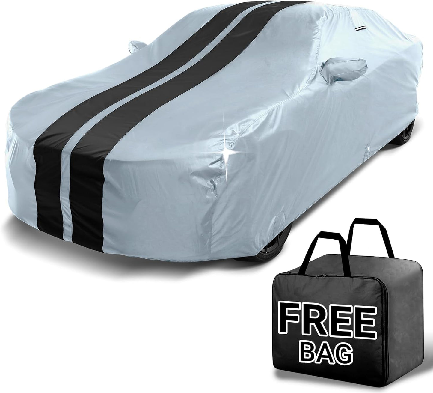 iCarCover Custom Car Cover for Chevy Beretta (1987-1996) Waterproof All Weather Rain Snow UV Sun Protector Full Exterior Indoor Outdoor Car Cover (Stripe - Gray/Black)