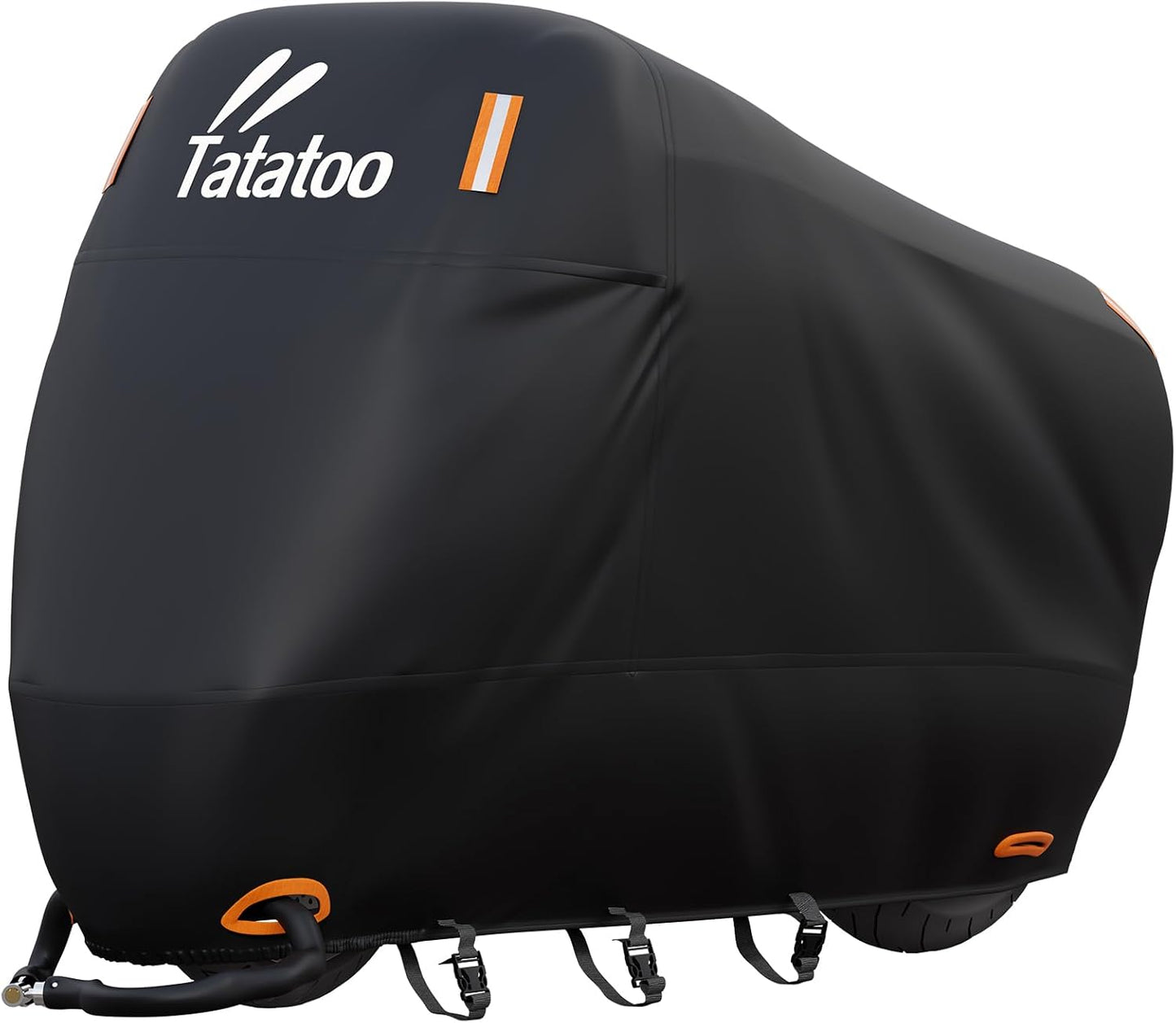 Motorcycle Cover Waterproof Outdoor, 300D Heavy Duty, UV & Rain Resistant, Windproof with 3 Buckles, Fits Most Motorcycles, Cruisers, Sportbikes, Dirt Bikes, Scooters up to 112.2"- 4XL Size