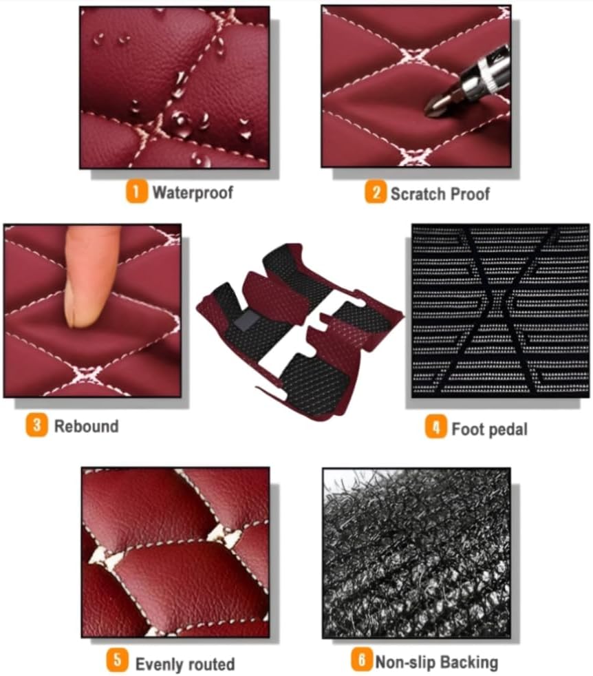 Add Personal Touch to Your Vehicle with IMEISH Customizable Logo Text Car Mats for 99% of vehiclesPads Protection Non-Slip Leather Floor Liners (Beige Stripe)