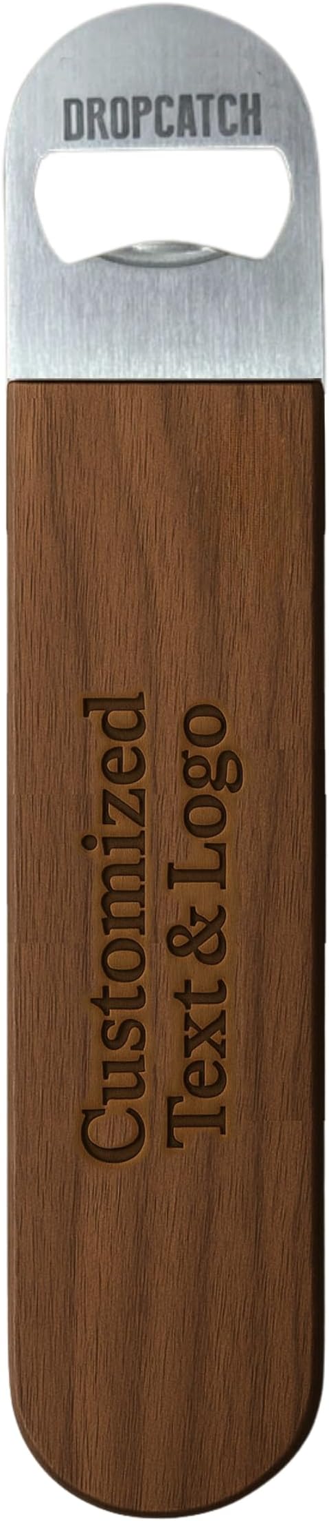Handheld Bar Blade Bottle Opener | Customizable Flat Beer Cap Bottle Opener | Bartender or Home Tool | Heavy Duty Stainless Steel & Walnut | Custom Engraving Available | 7” x 1.5”