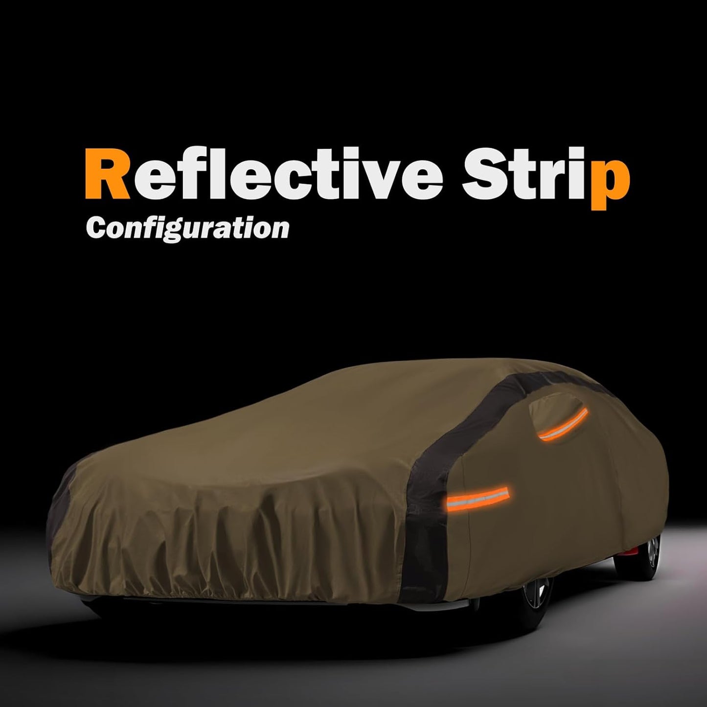 Camaro Car Cover Waterproof All Weather Compatible with Chevy Camaro, Outdoor Anti-UV Sun Rain Protection Full Exterior Cover (Camel with Brown)