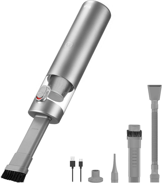 Brigii Mini Handheld Vacuum Cordless, 3 in 1-Car Vacuum & Air Duster & Hand Pump, 3 Kinds of Crevice Nozzles for Small Spaces, Crevices, Portable Rechargeable Cleaner-M1