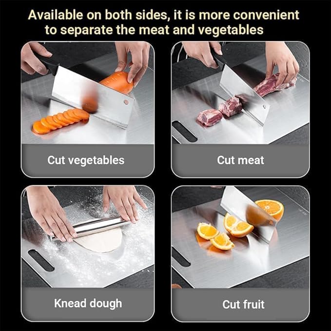 Titanium Cutting Board - 100% Pure Titanium Cutting Boards for Kitchen - Cutting Edge Hygiene & Durability, 1 Pack Double Sided Medical-grade Titanium Cutting Mat, Easy to Clean (14"L x 10"W)