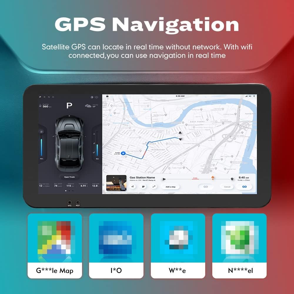 Kunfine Car CarPlay Android Auto Navigation Stereo GPS Radio Camera Display 10.33" QLED Touchscreen Headunit Tablet Media Player for Peugeot 301 2013-2022, if Applicable Octa Core 6G+128G Matte Black