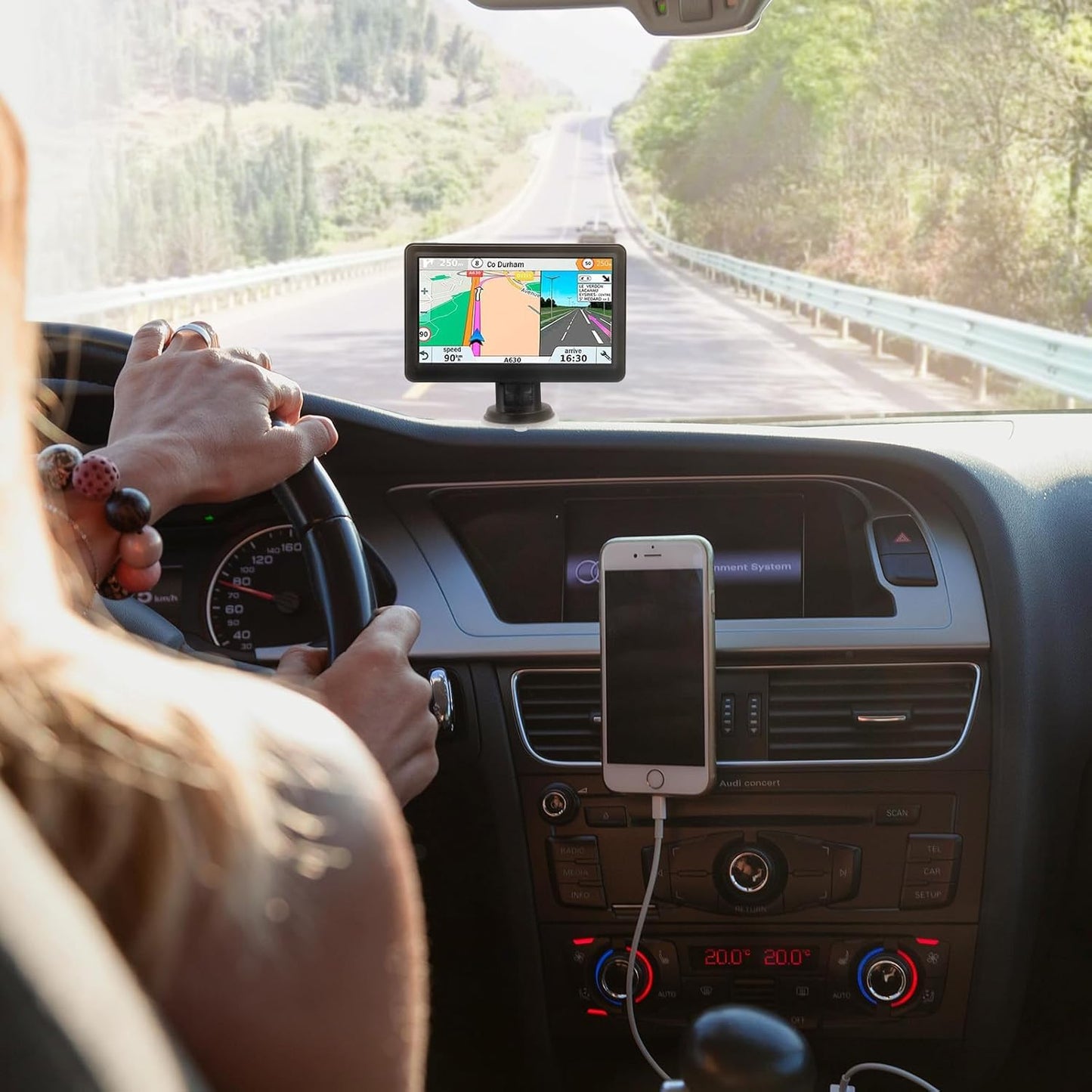 Wireless Car Stereo Compatable with Apple CarPlay and Android Auto, 7-inch Touch Screen in Car FM Transmission, with 5.0 Bluetooth Hands-Free/Mirrored Projection/Portable Car Stereo for All Vehicles