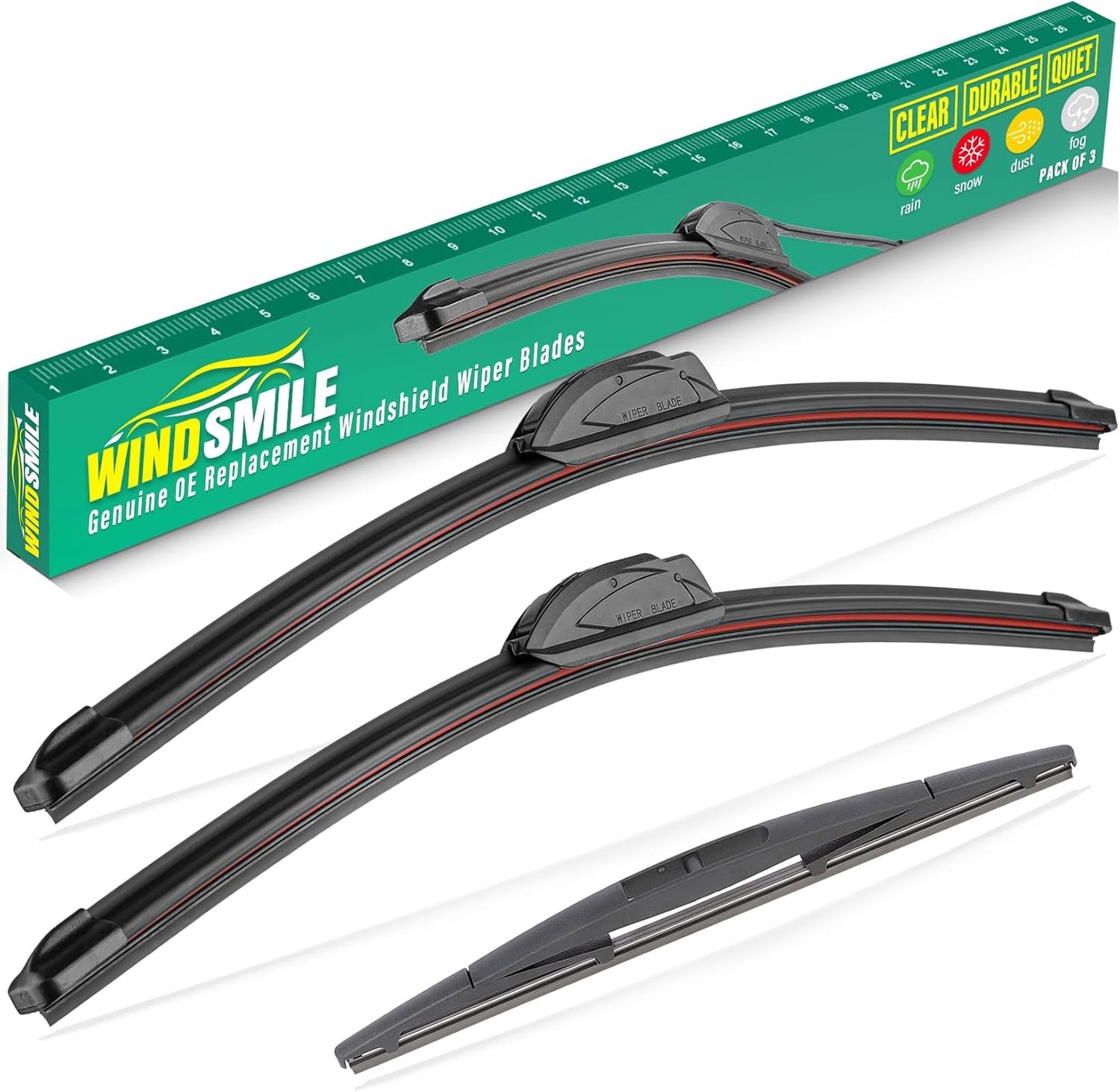 26" 22" 16" Windshield Wiper Blades Replacement for Honda Odyssey 2005-2023 Premium All Weather Front Rear Wipers Set - OEM Quality (Pack of 3)