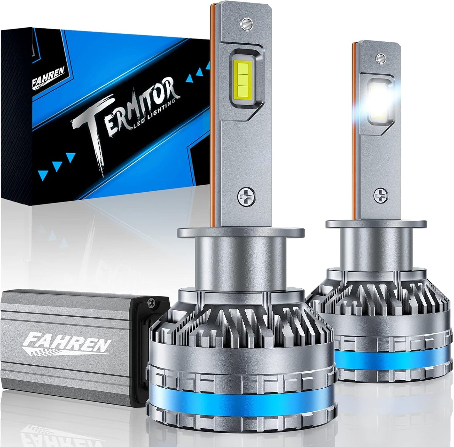 FAHREN H1 Fog Bulbs, Upgraded 120W 50000LM H8/H9 Bright tire lights, 6500K Cool White IP68 Waterproof,Quick Installation, Pack of 2