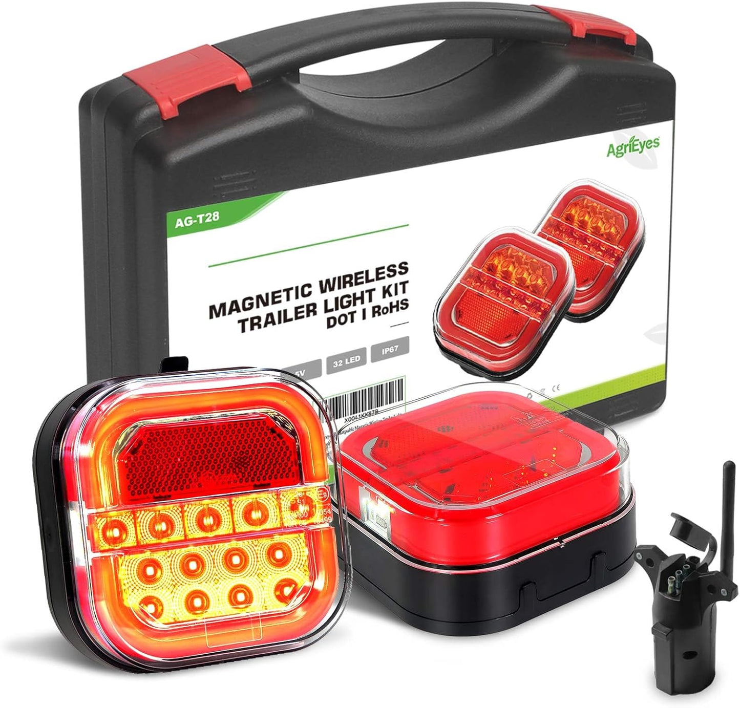 Agrieyes Halo Wireless Trailer Lights, 2 Mounting Options Magnetic Trailer Light for Towing, Portable LED Tow Lights Kit for Trucks, Boat, RV