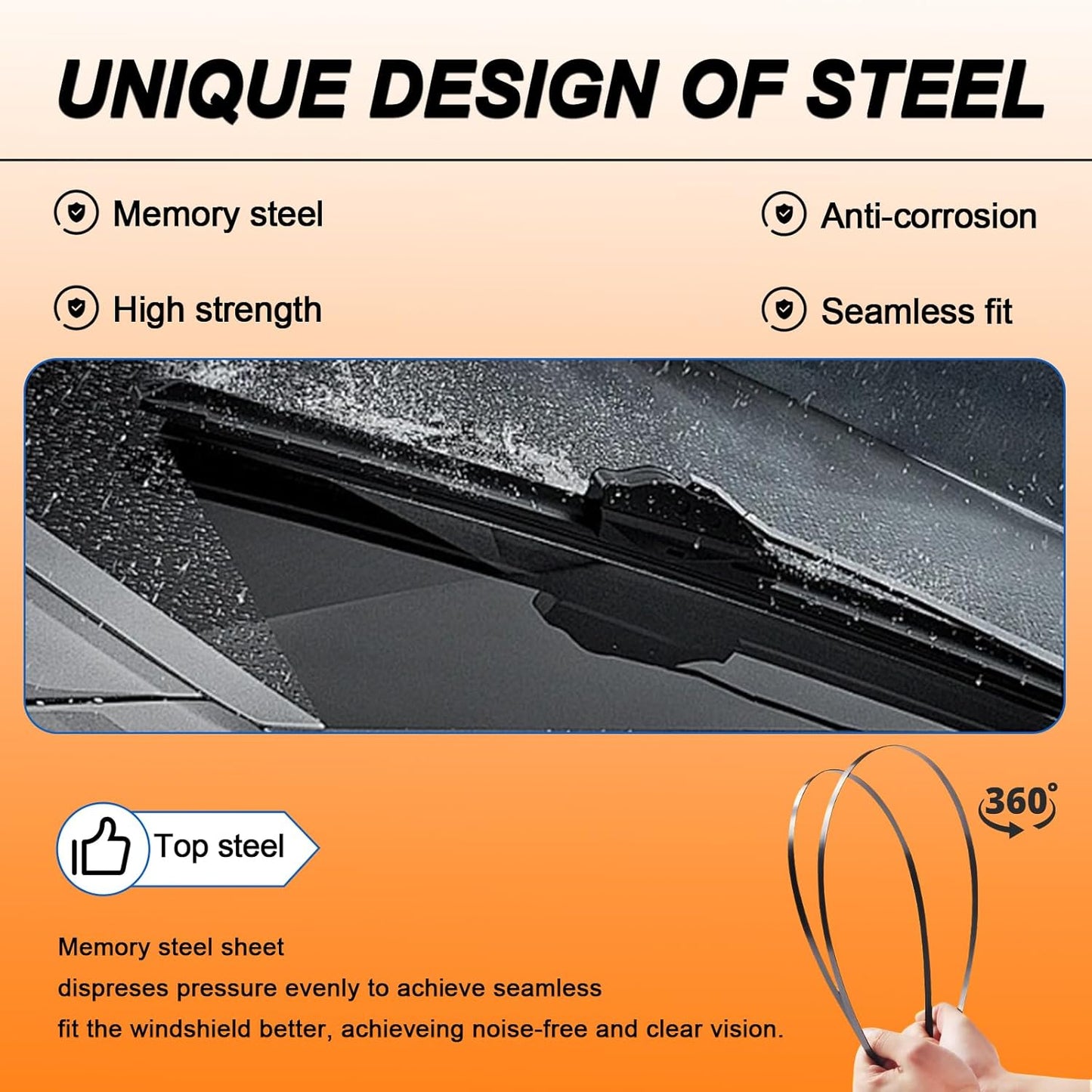 HULADAED® 26'' 14'' 13'' Windshield Wipers Replacement for Hyundai Santa Fe 2018-2013,Silicone Front Rear Wiper blades for MY Car-All Weather & Quiet(3 PACK)