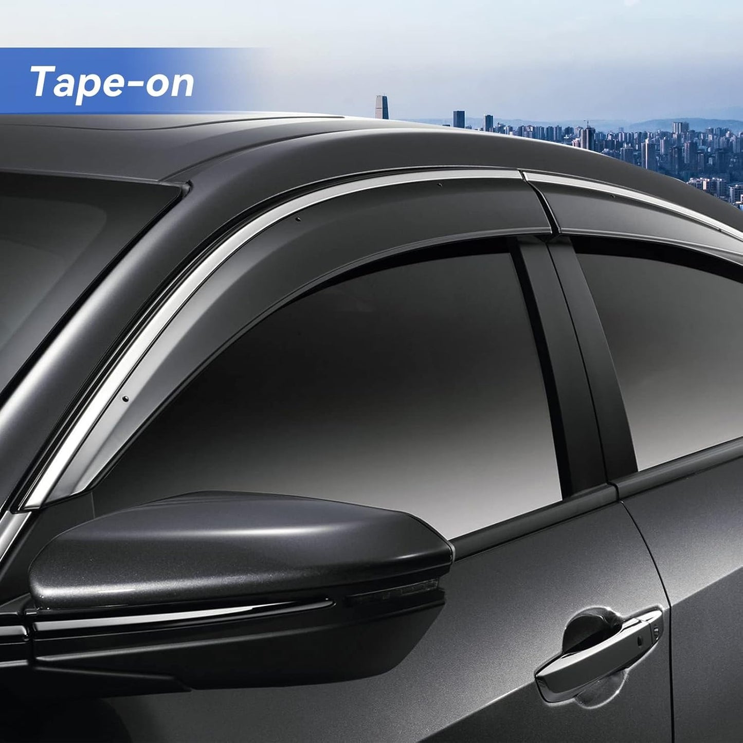 Window Visors Rain Guards for 2012 2013 2014 2015 Honda Civic, Out-Channel Window Vent Wind Deflectors Visors Shades for 12 13 14 15 Civic Sedan