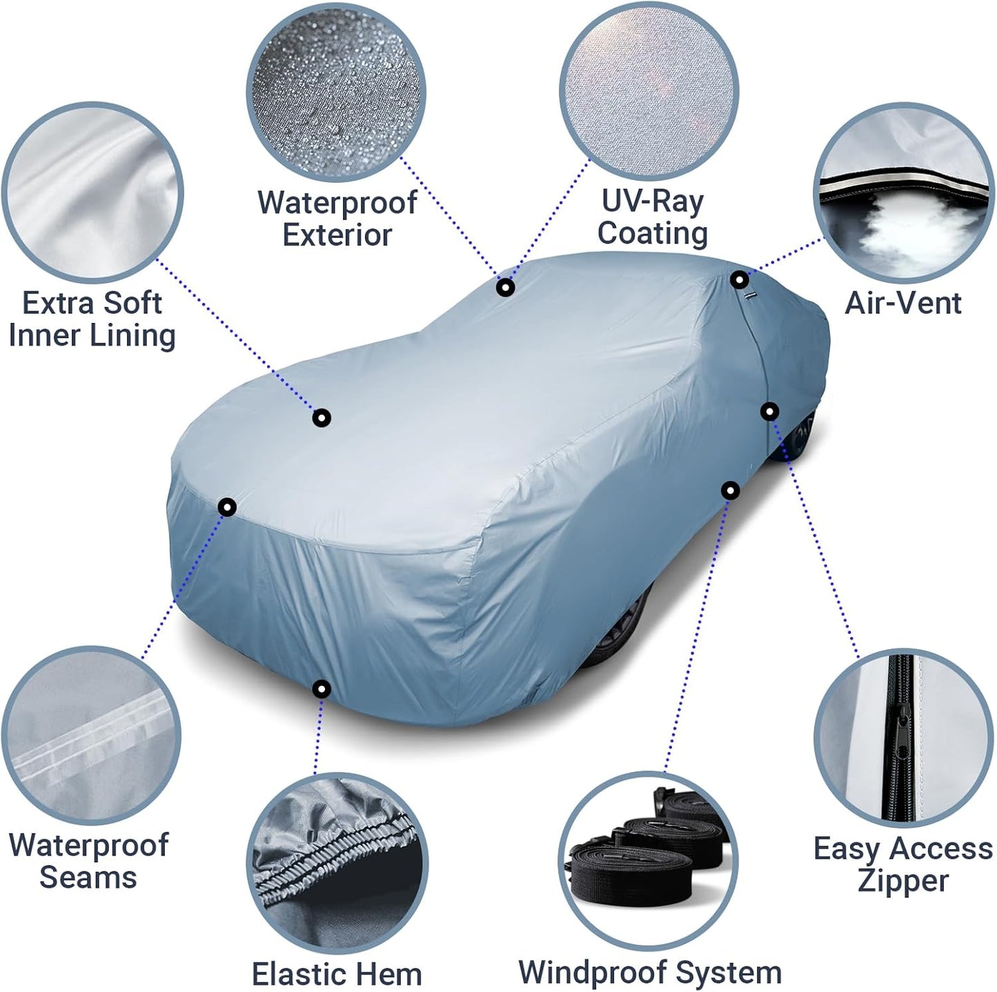 iCarCover Premium Car Cover for 1949-1952 Chevy Styleline Deluxe 2-Door, 4-Door Heavy Duty Waterproof All-Weather Automobiles Custom Fit Indoor Outdoor UV Snow Protection Covers with Straps and Bag