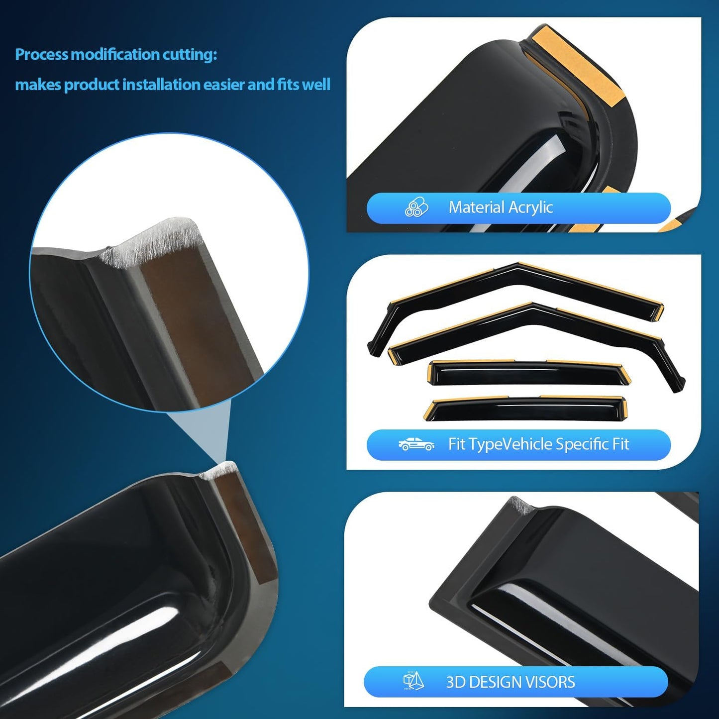 Nilight Durable in Channel Rain Guards for Chevrolet/Chevy Trailblazer 2021 2022 2023 2025 Window Deflectors,Vent Window Visors-4pcs