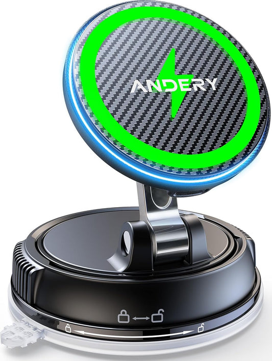 Only for iPhone Magsafe Car Mount Charger [15W Wireless Faster Charging, 78+LBS Strongest Suction, 2400gf Strongest Magnetic] 360° Adjustable Car Phone Holder, Phone Holders for Your Car, Carbon Fiber