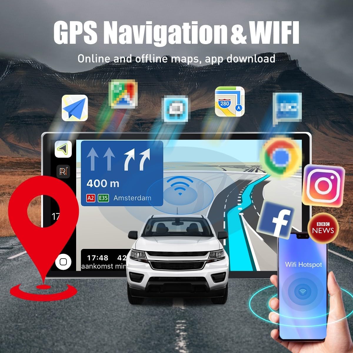 Kunfine Tesla Style Car CarPlay Android Auto Navigation Stereo GPS Radio Reverse Camera 9.7" IPS Touchscreen Headunit Tablet Media Player For Peugeot 301 2013-2022 if Applicable Quad Core 1G+32G Basic