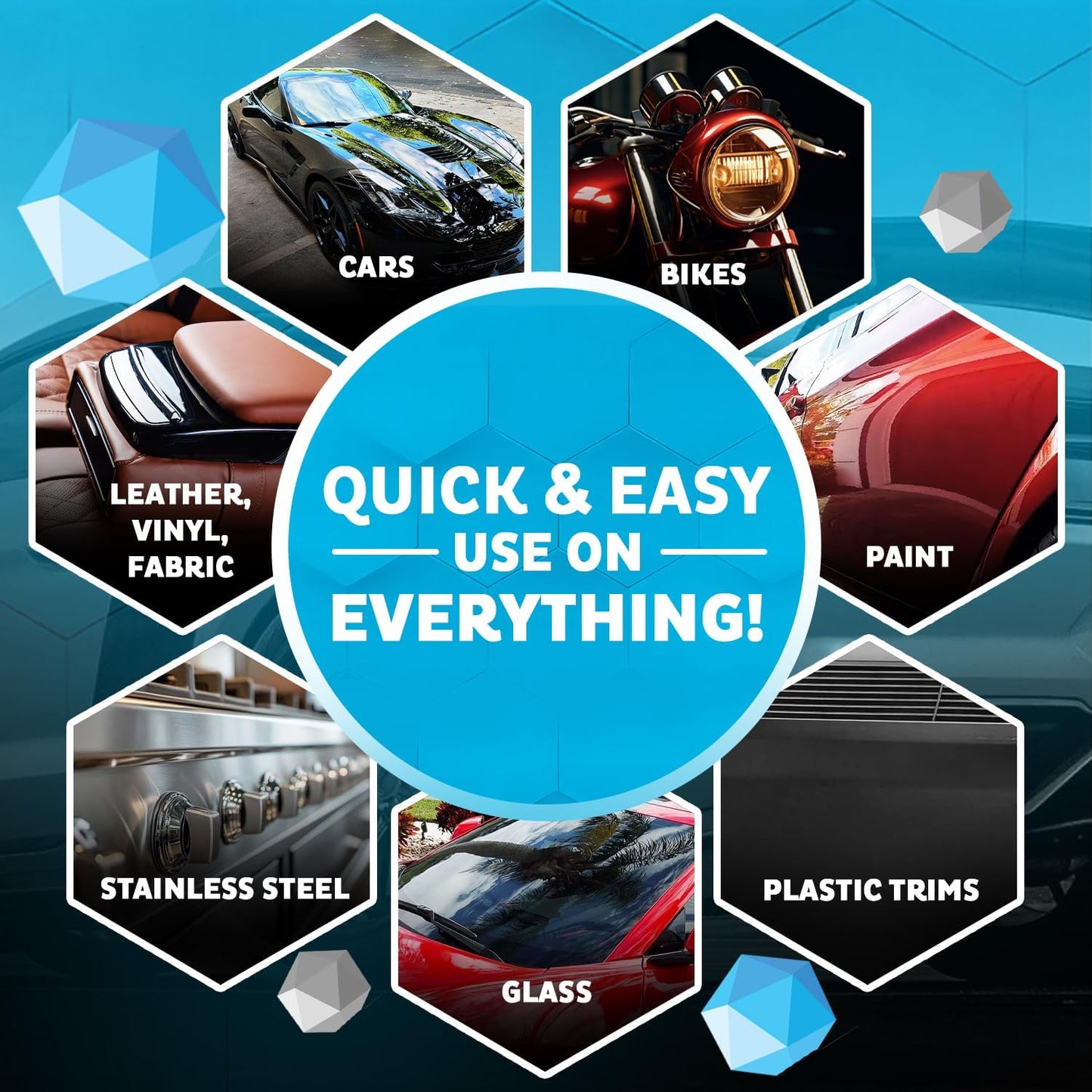 MAXLONE ™ Car Spray with Triphene® Technology, Quick Spray & Wipe Waterless Detailer - Clean, Shine, Protect Paint, Glass, Wheels, Trim Without Pre-Washing (20oz, 1 Gallon with 8 Micro Fiber Cloth)