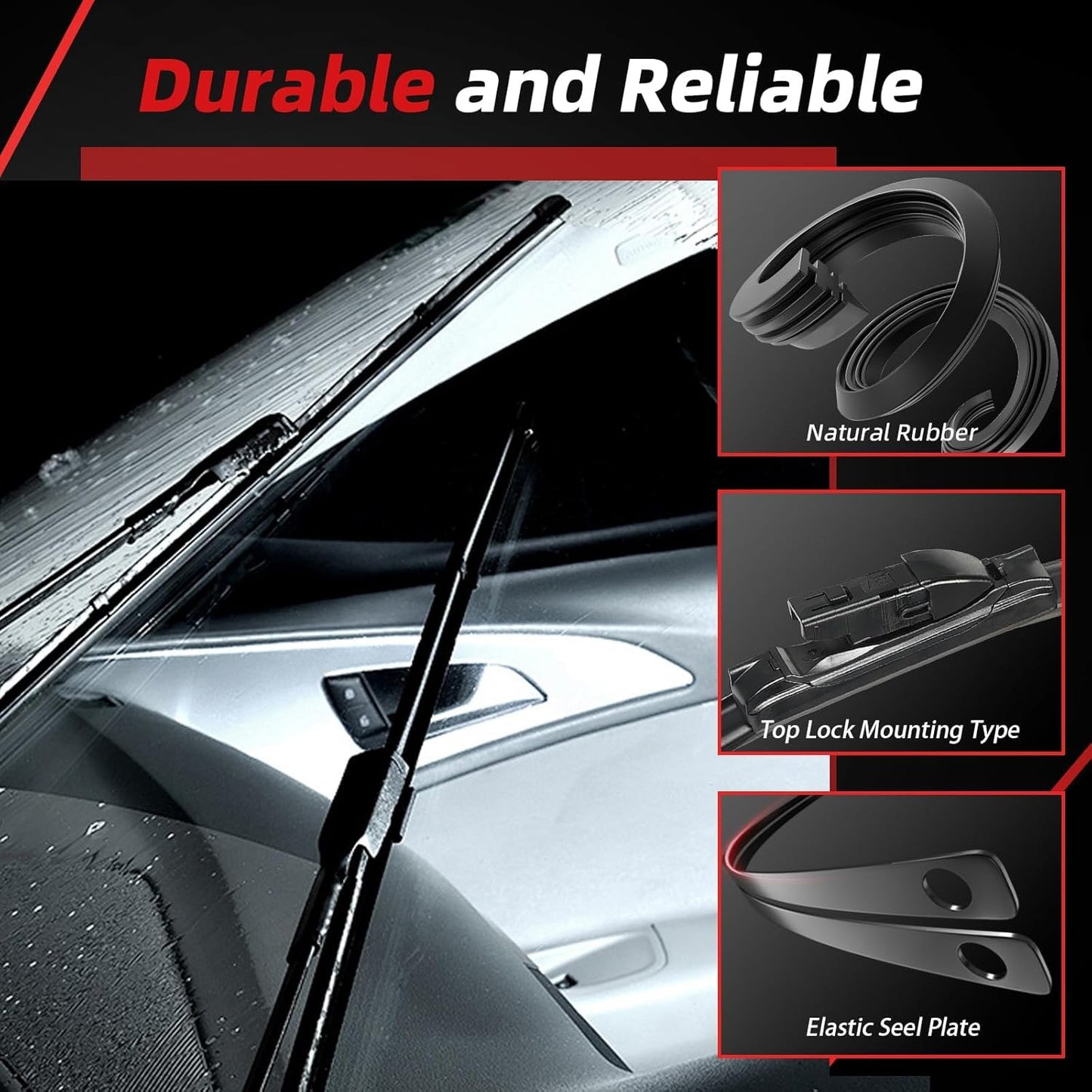 OTUAYAUTO Windshield Wiper Blades - Replacement for Subaru Forester 2019-2024, Front and Rear Wiper Blade, Top Lock - 26"+17"+14" (Pack of 3)