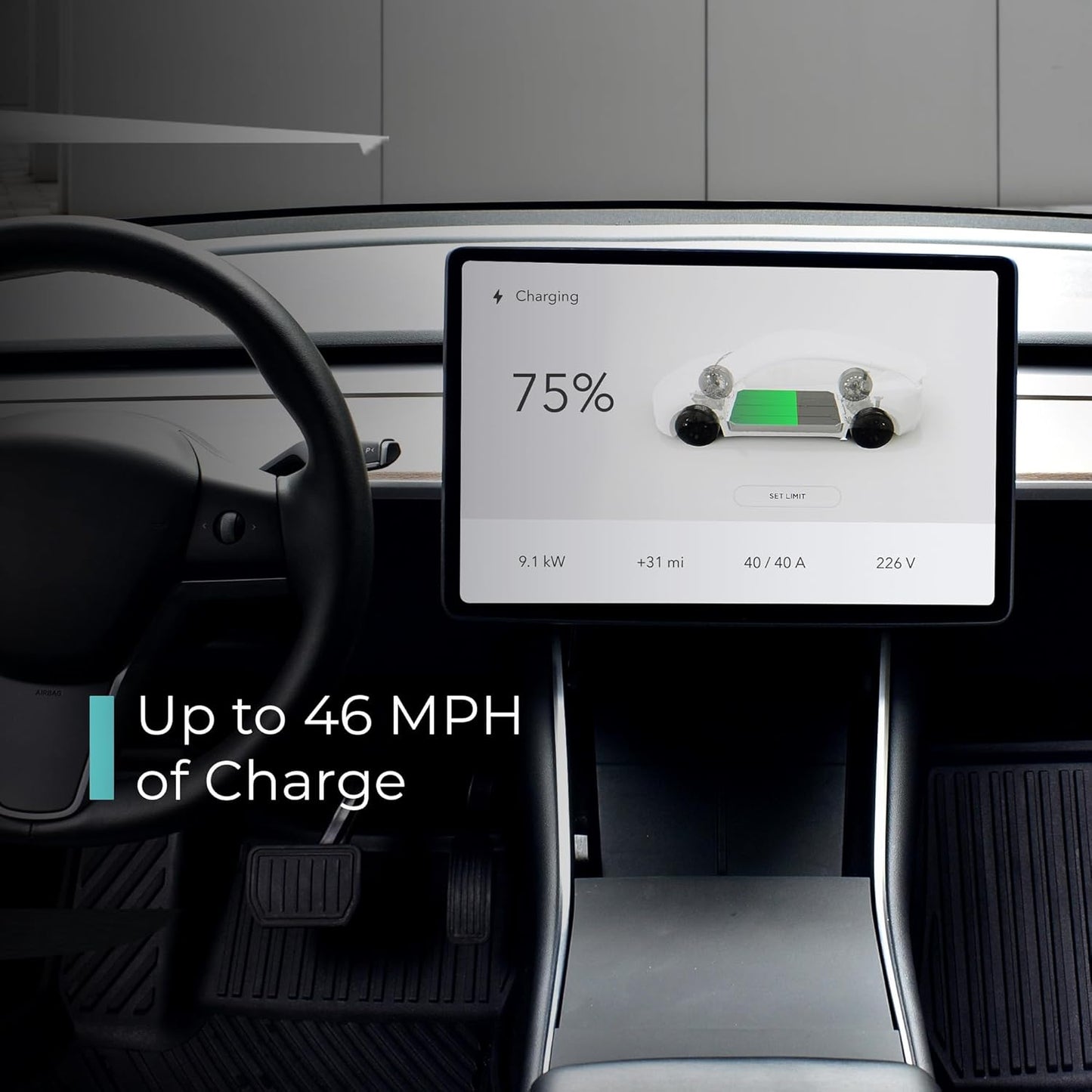 Lectron Tesla (NACS) V-Box Pro Electric Vehicle Charging Station (WiFi) 48 Amp with App Control - Level 2 EV Charger (240V) with NEMA 14-50 Plug/Hardwired Compatible with All Tesla Models S/3/X/Y
