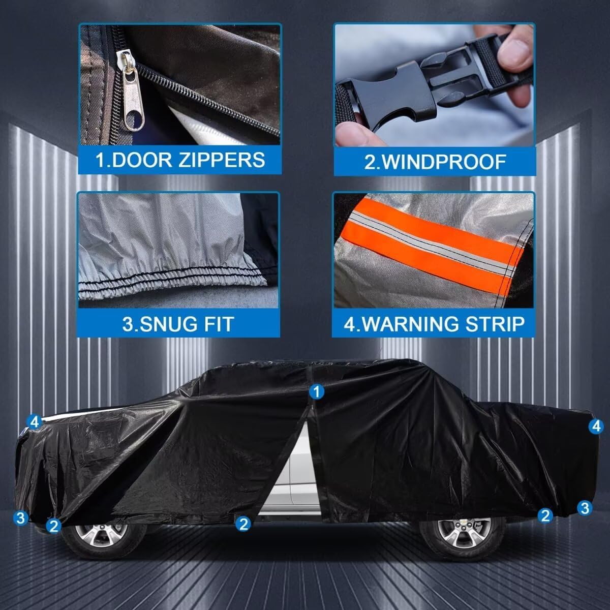 Toyota Tundra Truck Cover Custom Fit 2006-2021 Regular Cab Long Bed(8.1') with Door Zipper, 10 Layers Outdoor Heavy Pickup Truck Cover Waterproof All Weather, Wind Dust Sun Protector.