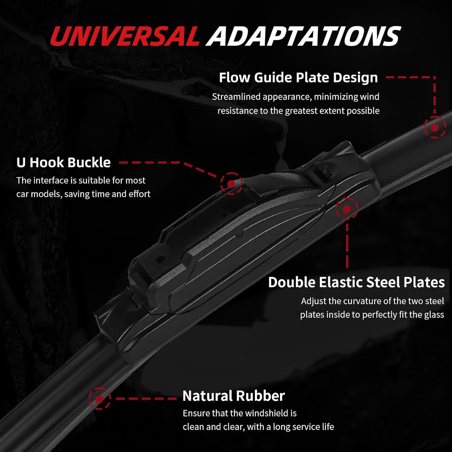 OTUAYAUTO Premium Windshield Wiper Blades - Replacement for Dodge Durango 11-23, Jeep Grand Cherokee 11-13, All-Weather Performance, Front and Rear Wiper Blades, J/U Hook - 22"+21"+12" (Pack of 3)